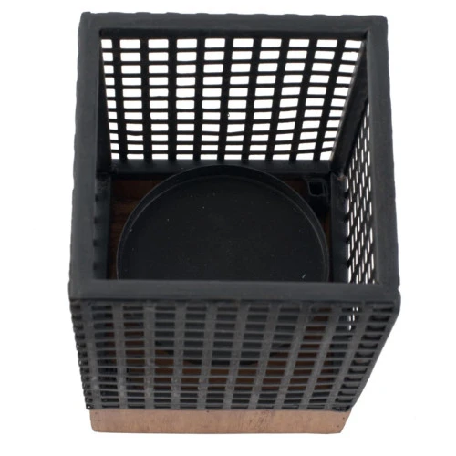 7.75" Night Black And Brown Rectangular Candle Holder 4 7.75" Night Black And Brown Rectangular Candle Holder - Image 4