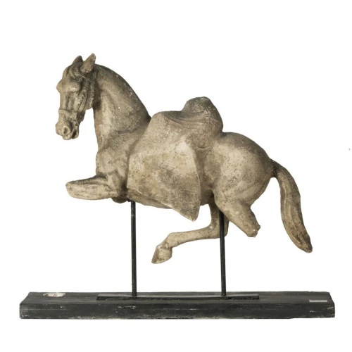 35" White And Black Classic Style Altus Equine Figure On Stand 1 35" White And Black Classic Style Altus Equine Figure On Stand