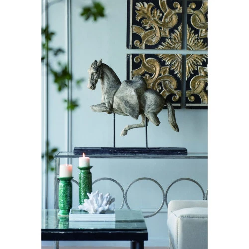 35" White And Black Classic Style Altus Equine Figure On Stand 2 35" White And Black Classic Style Altus Equine Figure On Stand - Image 2