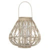 17.5" Brown And Clear Contemporary Woven Traditional Style Tapered Lantern