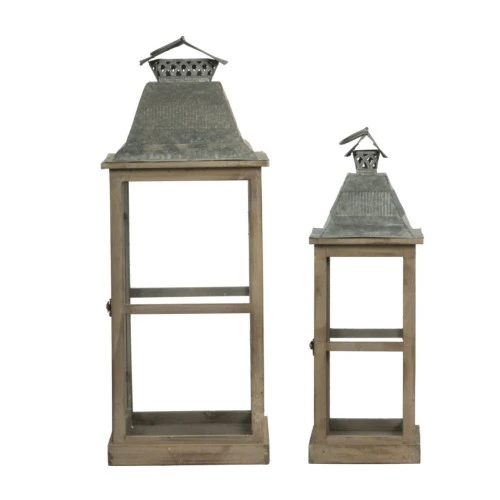 Set Of 2 Gray And Silver Classic Scape Lanterns 25.5" 3 Set Of 2 Gray And Silver Classic Scape Lanterns 25.5" - Image 3