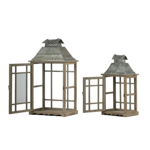 Set Of 2 Gray And Silver Classic Scape Lanterns 25.5" 4 Set Of 2 Gray And Silver Classic Scape Lanterns 25.5" - Image 4