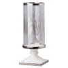16.5" Clear And Silver Contemporary Style Glossy Shine Candle Holder