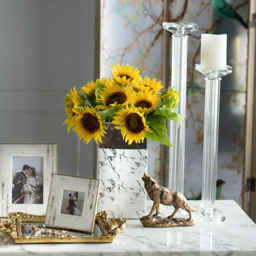 17.75" Clear Vintage Style Crystal Glass Candle Holder 2 17.75" Clear Vintage Style Crystal Glass Candle Holder - Image 2