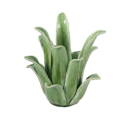 7.5" Green Aloe Vera Style Glossy Tealight Candle Holder 3 7.5" Green Aloe Vera Style Glossy Tealight Candle Holder - Image 3