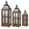 Set Of 3 Brown And Gray Classic Window Scape Lanterns 35.25"