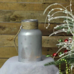 Northlight 10" Matte Silver Christmas Trees And Snowflakes Pillar Candle Holder With Handle -Christmas Decoration Store dcdaj333glxajk1mliskecv1bzlbfglw 68979.1588350260