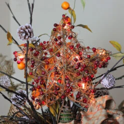 Northlight 13.5" Brown Rattan With Red Berries Star Christmas Tree Topper - Clear Lights 5 Northlight 13.5" Brown Rattan With Red Berries Star Christmas Tree Topper - Clear Lights -Christmas Decoration Store ddccr76mi8r5ns2myte08rctrbhujegh 52815.1587645148