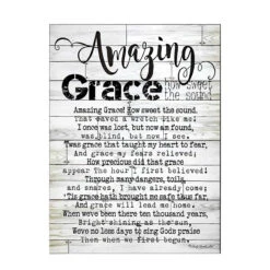 16" Black And White "Amazing Grace" Quotes Printed Rectangular Wall Plaque