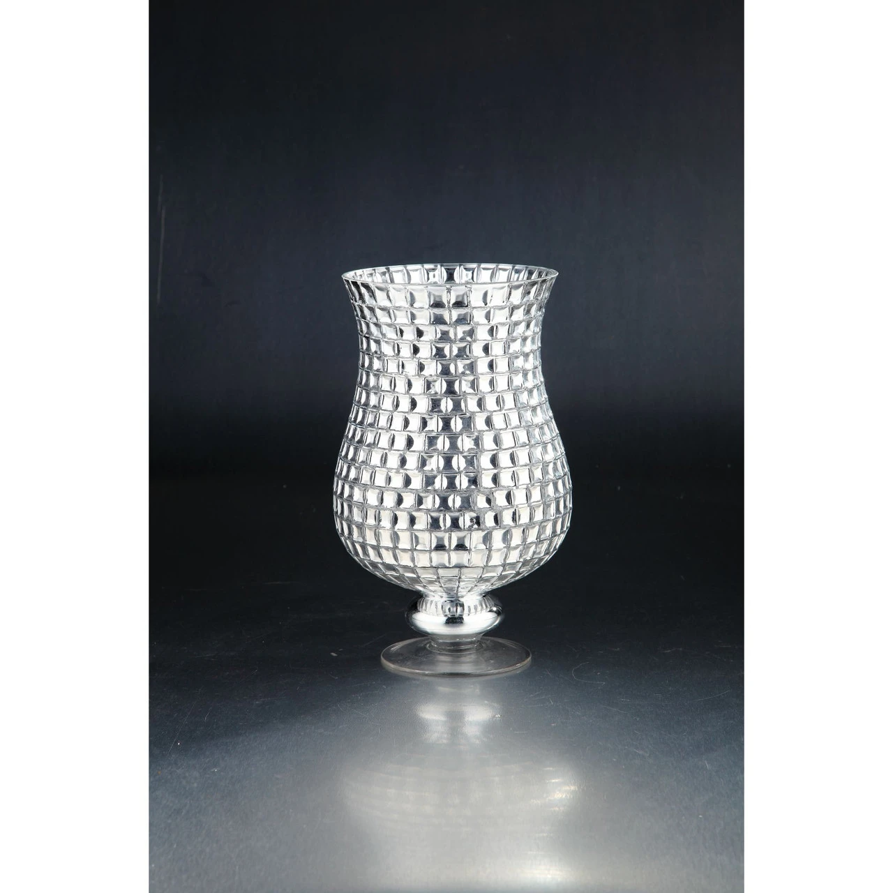 12" Silver Hand Blown Glass Candle Holder 1 12" Silver Hand Blown Glass Candle Holder