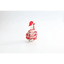 8" Red And Clear Speckled Glass Chicken Figurine