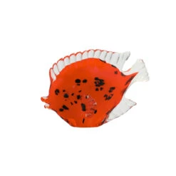 7.5" Black And Red Hand Blown Glass Fish Figurine
