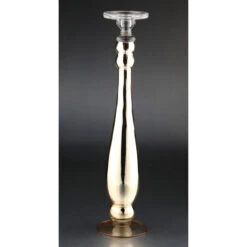 22" Metallic Champagne Decanters Design Table Top Glass Candle Holder