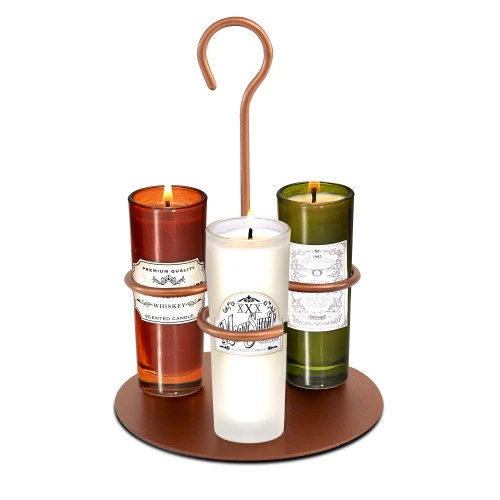 Set Of 4 Metal Copper Brown Triple Shot Candle Holders 8” 2 Set Of 4 Metal Copper Brown Triple Shot Candle Holders 8” - Image 2