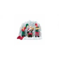 Department 56 4.5" Red And Green Santa With Elves Christmas Ornament