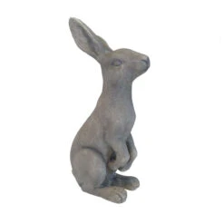 ESSCHERT DESIGN 19.25" Gray Solid Contemporary Bunny With Ears Up Outdoor Garden Statue