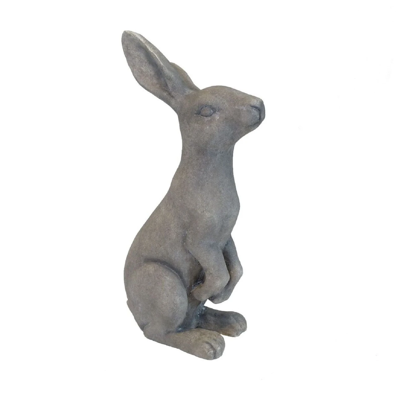 ESSCHERT DESIGN 19.25" Gray Solid Contemporary Bunny With Ears Up Outdoor Garden Statue 1 ESSCHERT DESIGN 19.25" Gray Solid Contemporary Bunny With Ears Up Outdoor Garden Statue