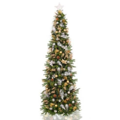 5.5' Pre-Lit Pre-Decorated Gold And Silver Artificial Christmas Tree β Clear LED Lights