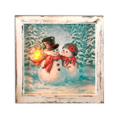 8" White And Aqua Blue LED Lighted Snowman Printed Square Christmas Shadow Box Decoration - 33817110 1 8" White And Aqua Blue LED Lighted Snowman Printed Square Christmas Shadow Box Decoration - 33817110