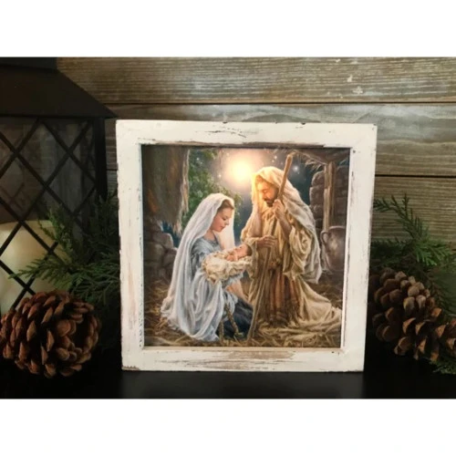 8" White And Beige LED Lighted Holy Family Christmas Square Shadow Box Decoration - 33816905 3 8" White And Beige LED Lighted Holy Family Christmas Square Shadow Box Decoration - 33816905 - Image 3