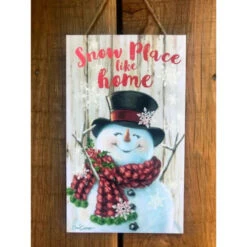 Christmas Central White And Red Snowman Printed Rectangular Christmas Wall Sign With Rope Hanger 10" X 6" -Christmas Decoration Store dglow a1005 04 71469.1587645048