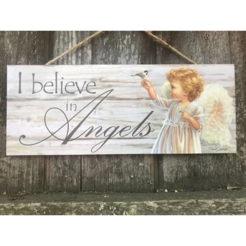 Christmas Central White And Gray Angel Printed Rectangular Wall Sign With Rope Hanger 4" X 10" 4 Christmas Central White And Gray Angel Printed Rectangular Wall Sign With Rope Hanger 4" X 10" - Image 4