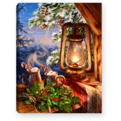 8" Brown And Green Hot Cocoa Lighted Christmas Tabletop Decor