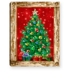 8" Green And Red Christmas Tree Lighted Table Decor