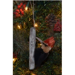 5” Black And Red Whimsical Bristle Brush Handcrafted Woodpecker Hanging Ornament - 33479724
