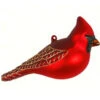 3.5” Red And Gold Northern Cardinal Hand Blown Glass Hanging Figurine Ornament - 33479861