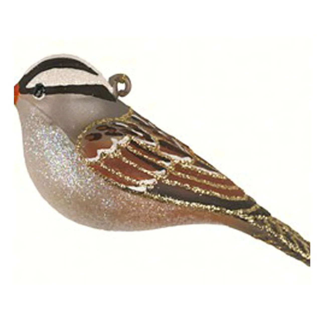 5" Brown And White Crowned Sparrow Hanging Glass Ornament - 33479880 1 5" Brown And White Crowned Sparrow Hanging Glass Ornament - 33479880