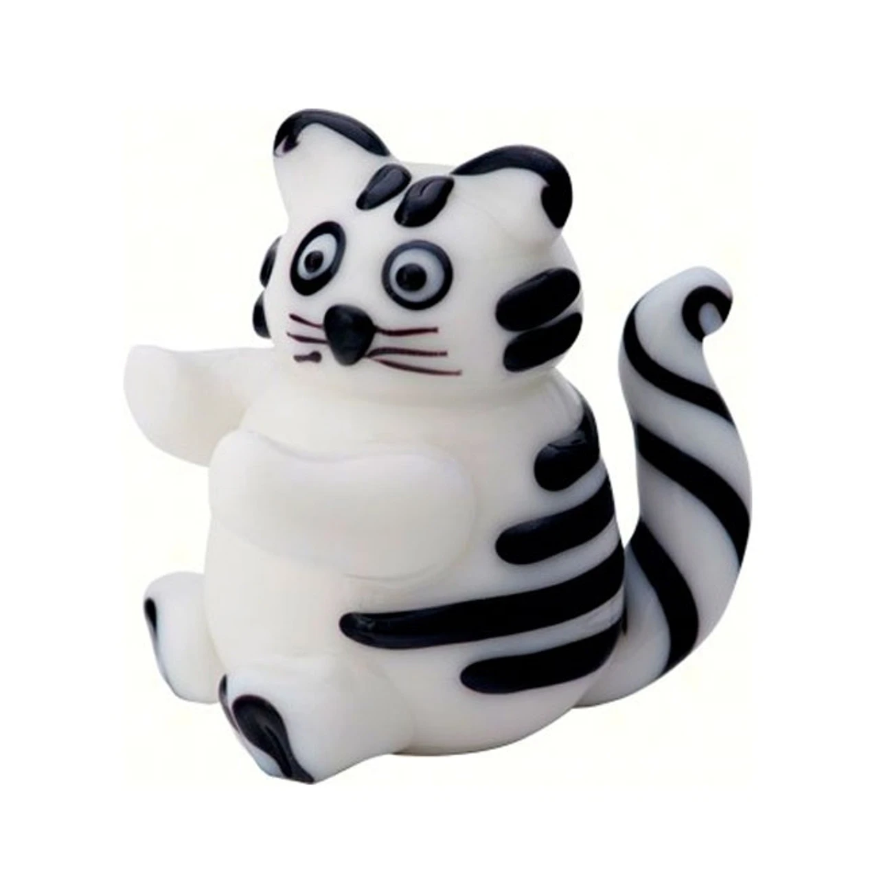 4" White And Black Fat Cat Glass Figurine Decoration - 33480175 1 4" White And Black Fat Cat Glass Figurine Decoration - 33480175