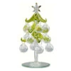 6" Green And Clear Glass Tree With Crystal Round Ornaments - 33480463