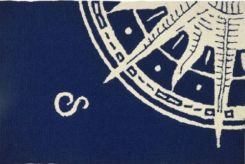 3’ X 5’ Blue And White Sailors Compass Indoor/Outdoor Area Rug 2 3’ X 5’ Blue And White Sailors Compass Indoor/Outdoor Area Rug - Image 2