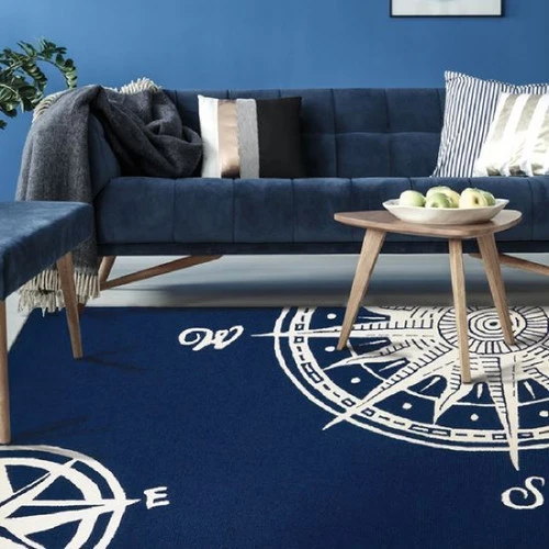 3’ X 5’ Blue And White Sailors Compass Indoor/Outdoor Area Rug 1 3’ X 5’ Blue And White Sailors Compass Indoor/Outdoor Area Rug