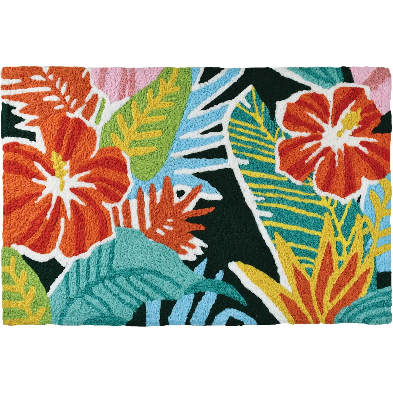 1.5' X 2.5' Orange And Green Tropical Rectangular Area Throw Rug 1 1.5' X 2.5' Orange And Green Tropical Rectangular Area Throw Rug