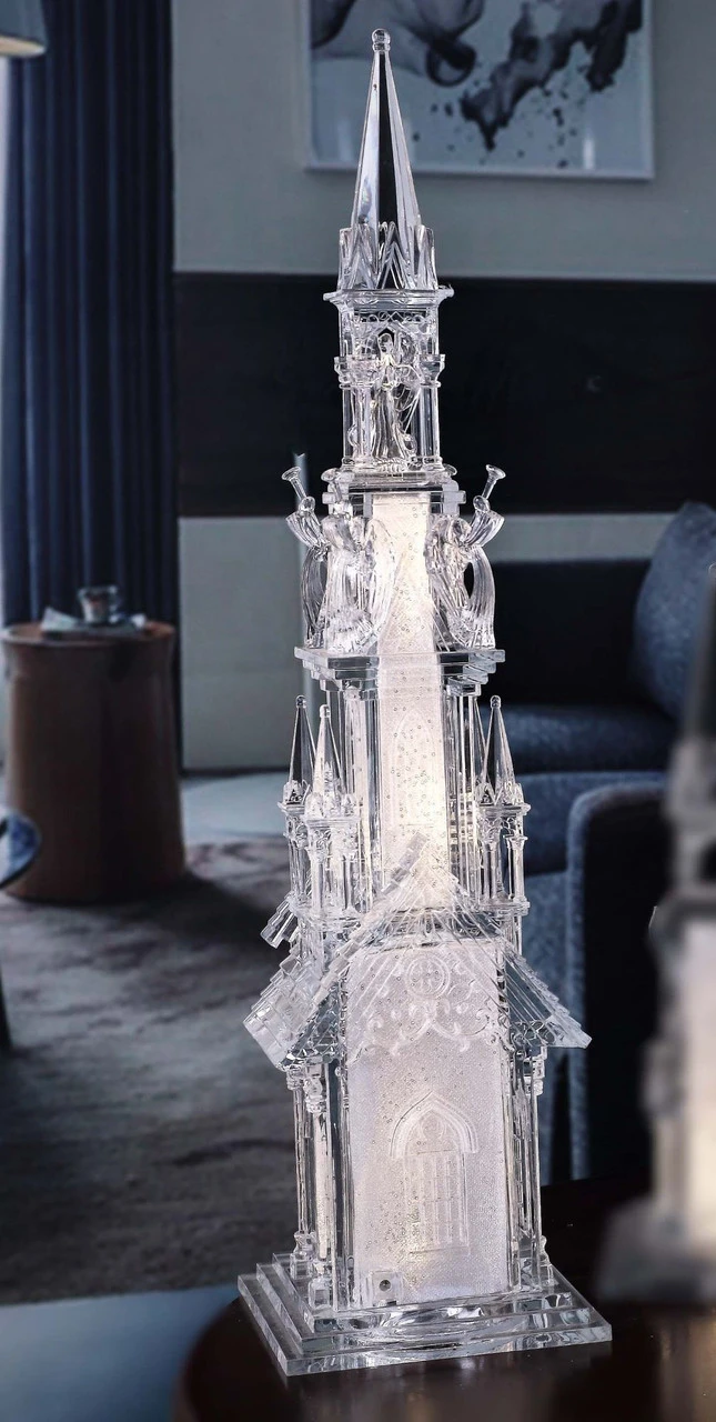 Set Of 2 Clear And Gold Cathedral Five Angel Tabletop Decor 20.75" 1 Set Of 2 Clear And Gold Cathedral Five Angel Tabletop Decor 20.75"