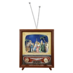 Set Of 2 Brown And Beige Christmas Nativity TV 14.75"