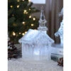 Set Of 2 Clear Wide Church Christmas LED Lighted Tabletop Decor 9.75"