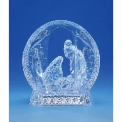 Set Of 2 Clear Contemporary Nativity Half Dome LED Lighted Tabletop Decor 7.75"