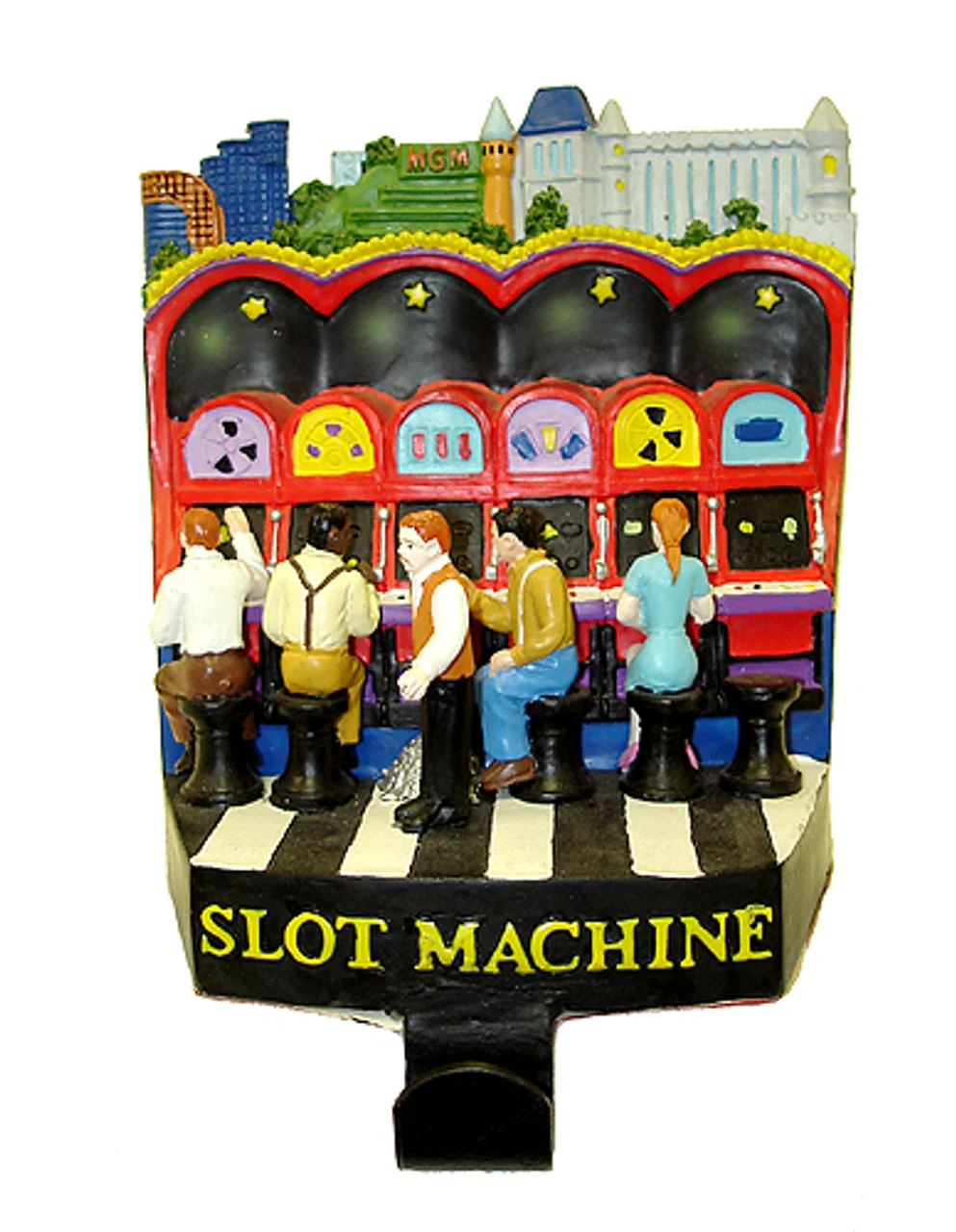 5.75" Red And Black Casino Gambling Slot Machine Christmas Stocking Holder 1 5.75" Red And Black Casino Gambling Slot Machine Christmas Stocking Holder