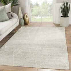 Christmas Central 8' X 11' Gray And Ivory Geometric Hand Woven Rectangular Area Throw Rug -Christmas Decoration Store djri rug141915 5 23526.1588356742