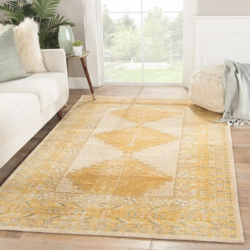 Christmas Central 8' X 10' Mustard Yellow And Gray Traditional Rectangular Area Throw Rug 1 Christmas Central 8' X 10' Mustard Yellow And Gray Traditional Rectangular Area Throw Rug