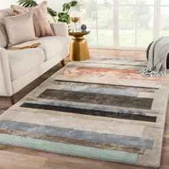 Christmas Central 5' X 8' Gray And Black Geometric Hand Tufted Rectangular Area Throw Rug -Christmas Decoration Store djri rug143924 5 76049.1664466373