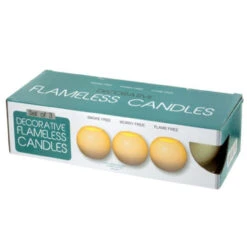 Pack Of 2 Yellow 3-Piece Flameless Round Candles Set 2.25"