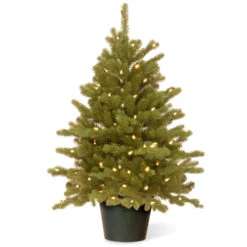 Christmas Central 3' Pre-lit Potted Hampton Spruce Artificial Christmas Tree, Clear Lights
