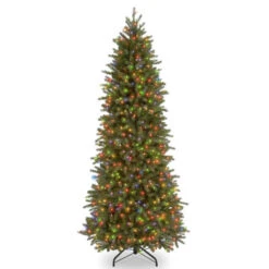 Christmas Central 6.5’ Pre-Lit Slim Jersey Fraser Artificial Christmas Tree, Multicolor Lights