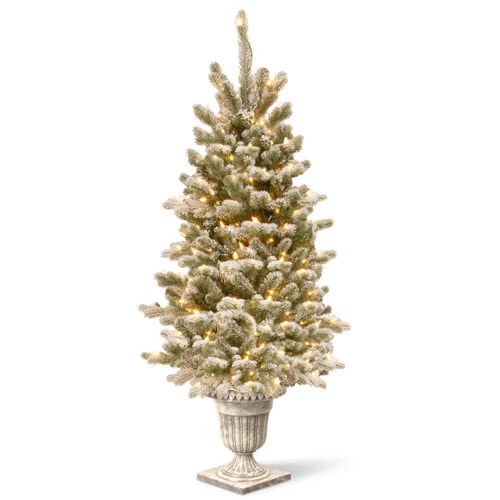 Christmas Central 4’ Pre-Lit Snowy Sheffield Spruce Artificial Christmas Tree, Clear Lights 1 Christmas Central 4’ Pre-Lit Snowy Sheffield Spruce Artificial Christmas Tree, Clear Lights
