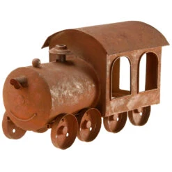 14” Metal Train Lawn Ornament And Candleholder