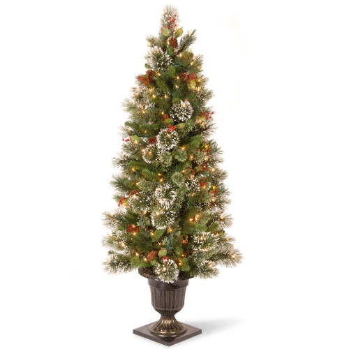 Christmas Central 5" Pre-Lit Potted Wintry Pine Artificial Christmas Tree, Clear Lights 1 Christmas Central 5" Pre-Lit Potted Wintry Pine Artificial Christmas Tree, Clear Lights